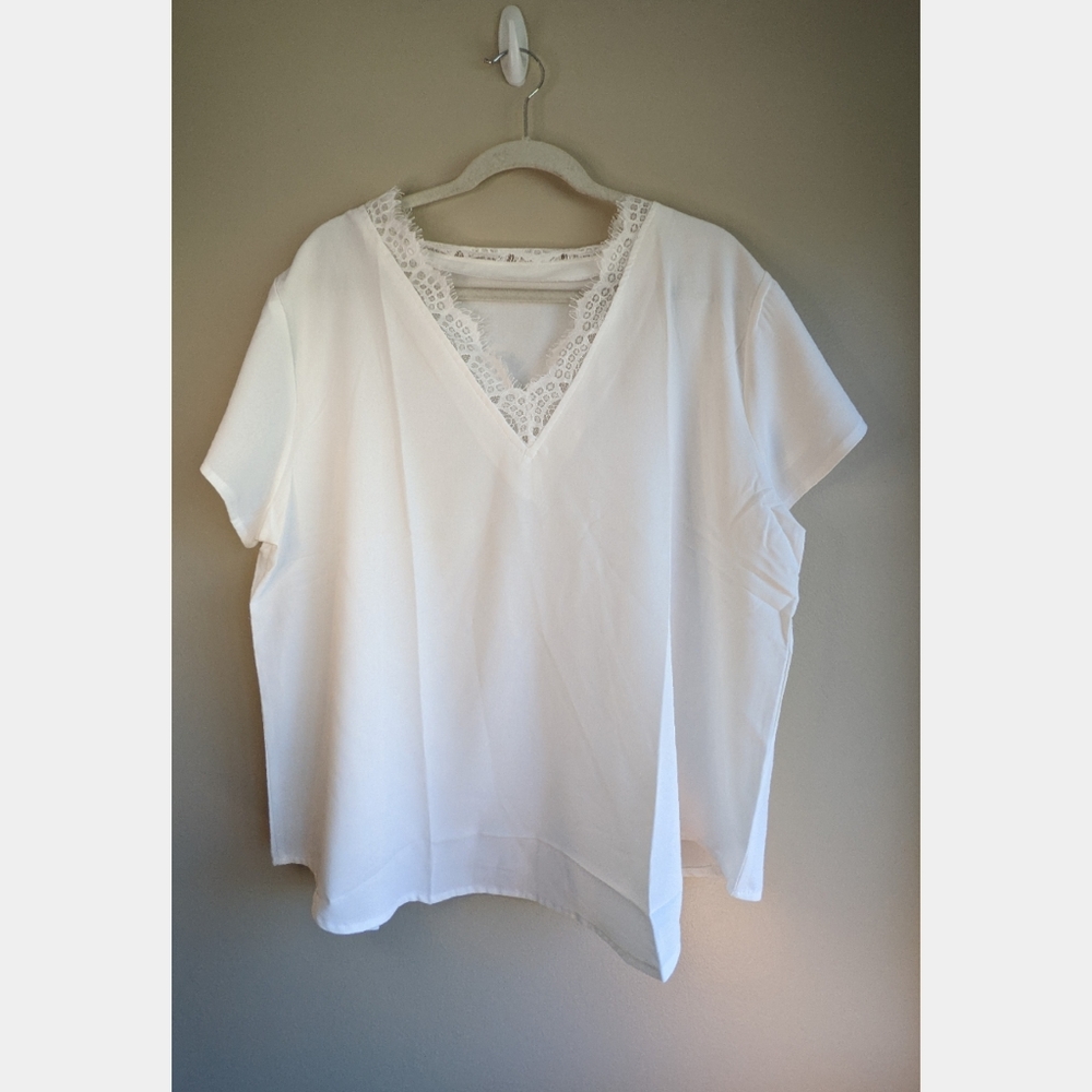 Chiffon v-neck short sleeve blouse 2XL